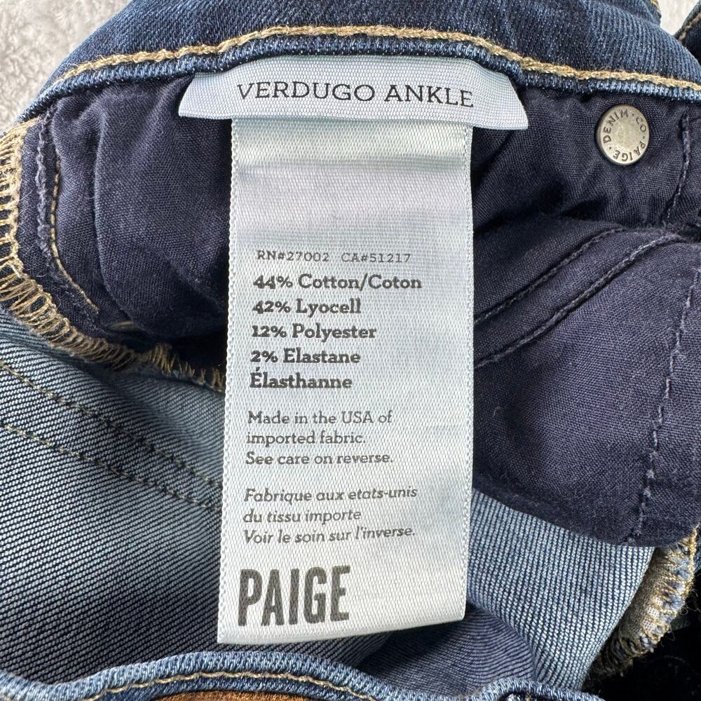 PAIGE Verdugo Ankle Jeans Womens 26 Blue Skinny Stretch Raw Hem Denim - Picture 10 of 13
